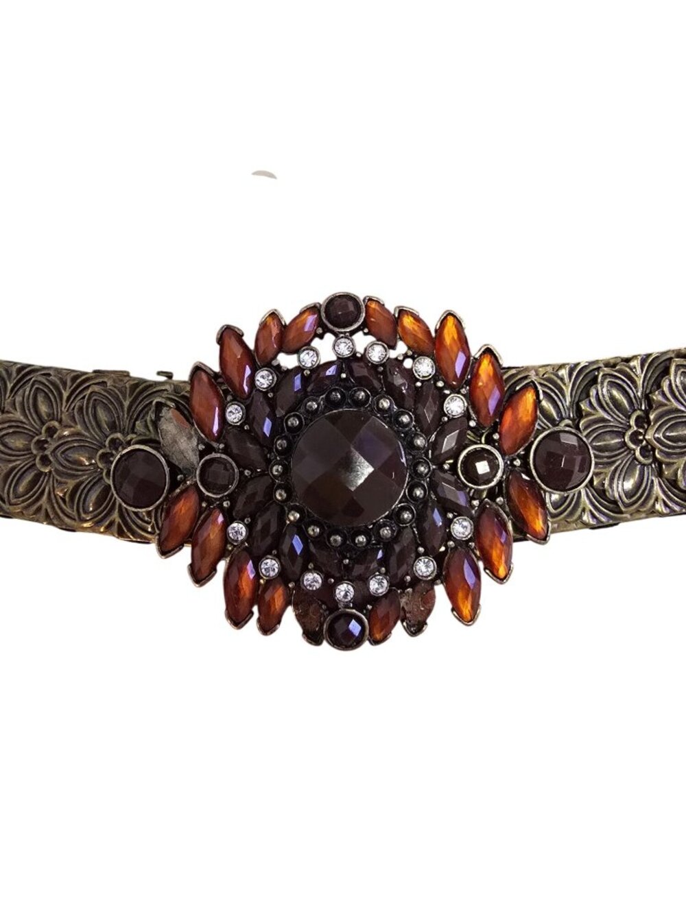 Vintage Jeweled and Metal Floral Belt Adjustable 33"  Boho Fairy READ - Picture 5 of 11